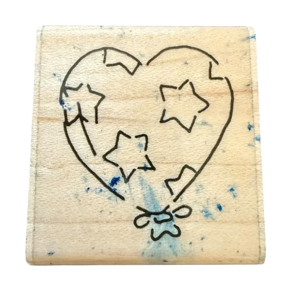 JRL Design Co Heart With Stars Rubber Stamp
